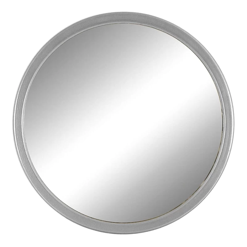 Silver Metal Round Wall Mirror, 14" 3 Silver Metal Round Wall Mirror, 14"