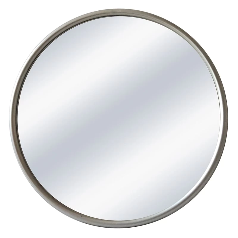 Silver Metal Round Wall Mirror, 22" 3 Silver Metal Round Wall Mirror, 22"