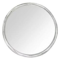 Silver Metal Round Wall Mirror, 30"