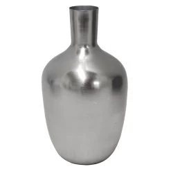 Silver Metal Vase, 11"