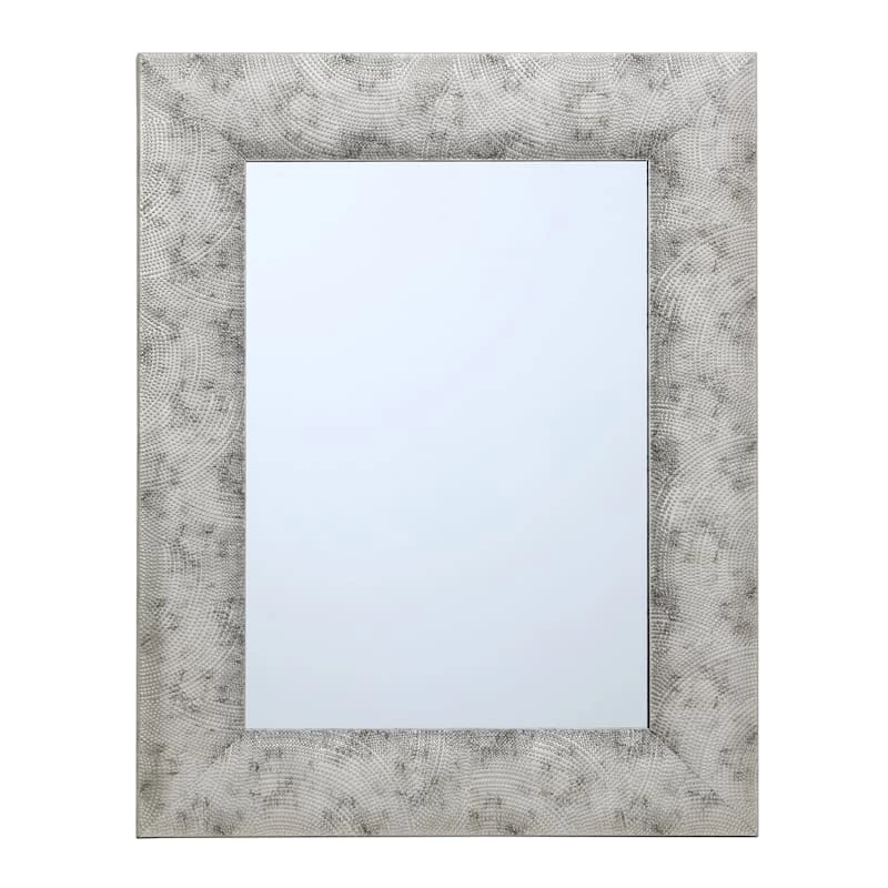 Silver Raised Dots Framed Wall Mirror, 22x28 3 Silver Raised Dots Framed Wall Mirror, 22x28