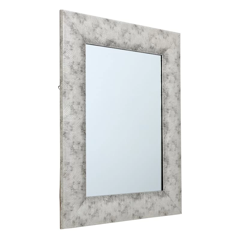 Silver Raised Dots Framed Wall Mirror, 22x28 4 Silver Raised Dots Framed Wall Mirror, 22x28 - Image 2