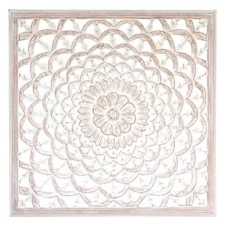 Square Panel Carved Wood Wall Art, 32"