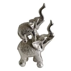 Stacked Silver Elephant Figurine, 16"