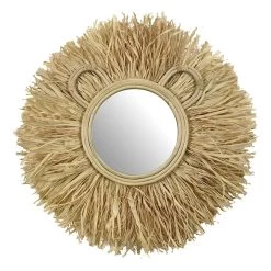 Tiny Dreamers Lion Raffia Wall Mirror, 20"