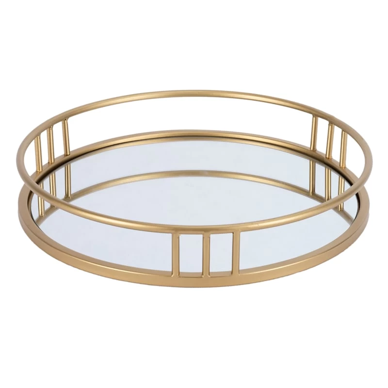 Tracey Boyd Gold Metal Decorative Tray, 14" 3 Tracey Boyd Gold Metal Decorative Tray, 14"