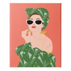 Tropical Lipstick Woman Canvas Wall Art, 18x24