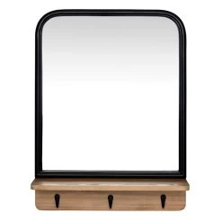 Ty Pennington Black Framed Wall Mirror With Shelf & Hooks, 15x20