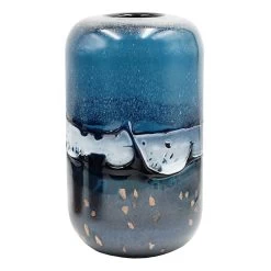 Ty Pennington Blue Art Glass Vase, 12"