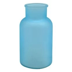 Ty Pennington Frosted Blue Glass Bottle Vase, 10"