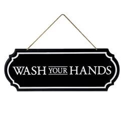 Wash Your Hands Metal Wall Sign, 6x16