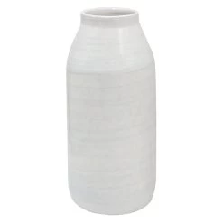 White Ceramic Vase, 10"
