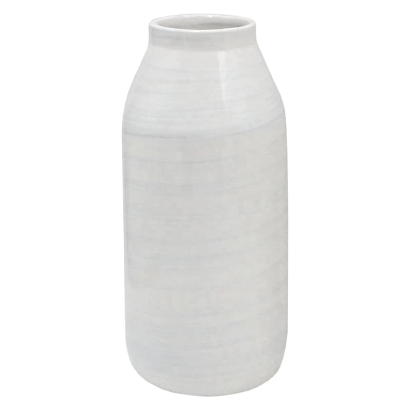 White Ceramic Vase, 10" 3 White Ceramic Vase, 10"