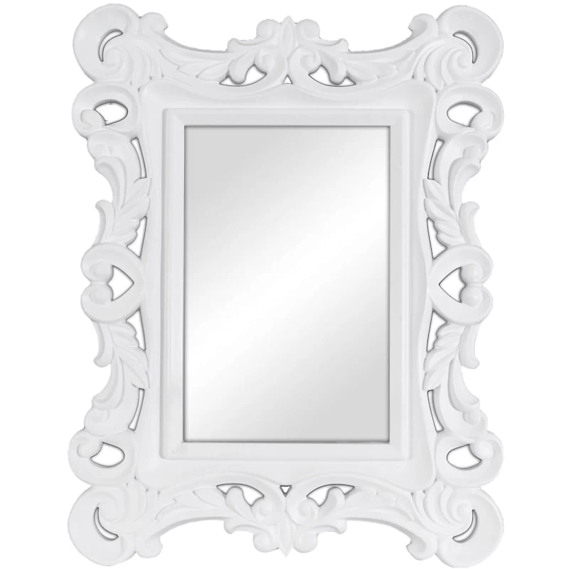 White Engraved Framed Studio Wall Mirror, 20x25 3 White Engraved Framed Studio Wall Mirror, 20x25