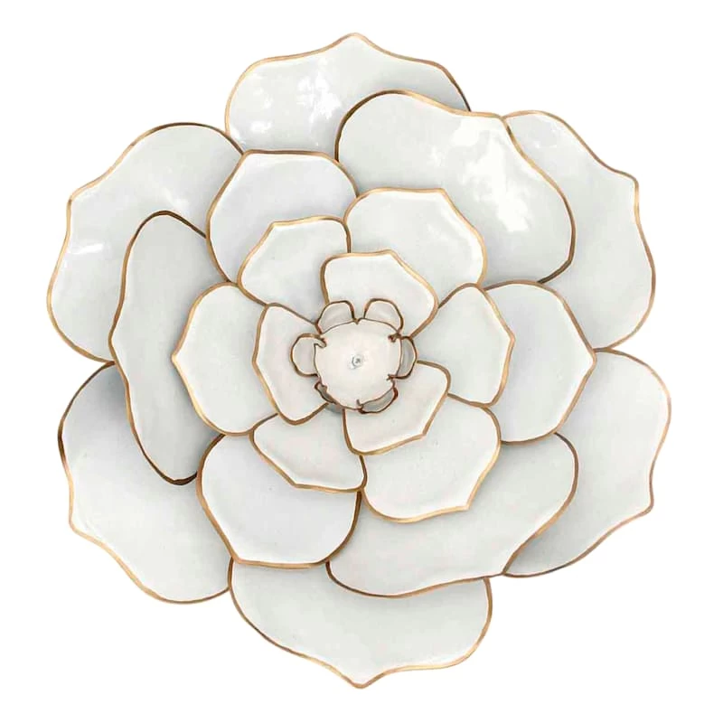 White Metal Wall Flower, 16.5" 3 White Metal Wall Flower, 16.5"