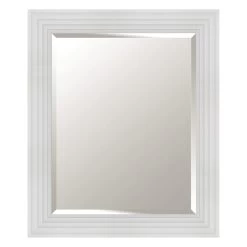 White Ridged Glossy Wall Mirror, 21x25
