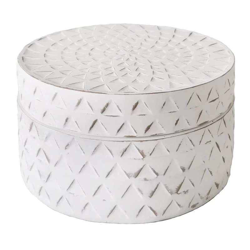 White Round Decorative Box, 6" 3 White Round Decorative Box, 6"