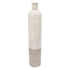 White Taupe Metal Floor Vase, 36"
